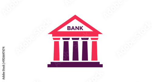 Bank Building Icon Symbol Sign.