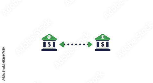 Bank Building Transfer Money Icons.