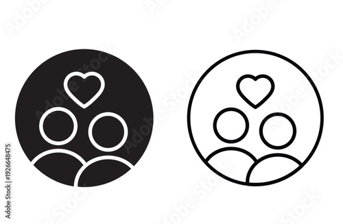family heart circle icon vector for web design