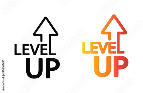 level up arrow text icon vector for web design