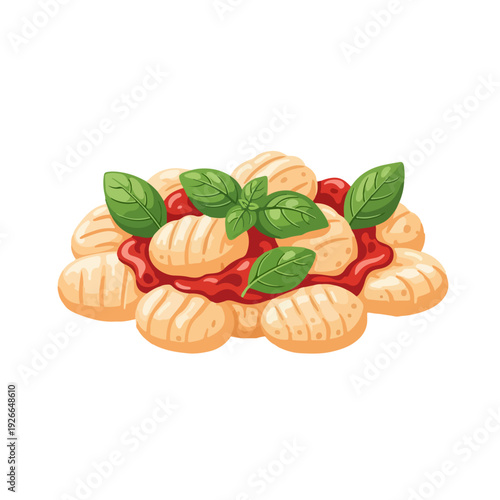 Italian Gnocchi Realistic Flat Vector Illustration
