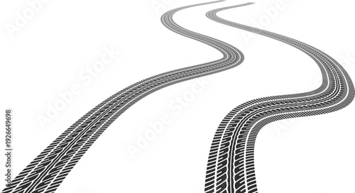 Winging car marks. Road black thread curves