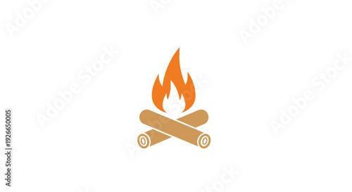 Campfire with burning wooden logs.