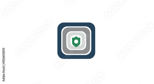 Green shield icon on gray square.
