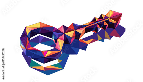 A professional hyper-realistic vector illustration of a colorful geometric shape in a modern digital art environment from a front viewpoint.