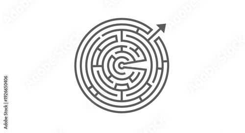 Circular maze puzzle with arrow.