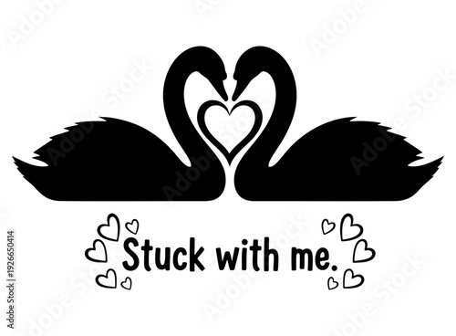 Romantic graceful swans forming a perfect heart, representing deep affection and devotion