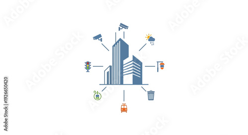 City buildings with internet network.