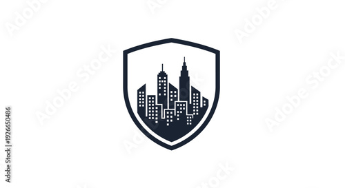 City Skyline Shield Emblem Logo.