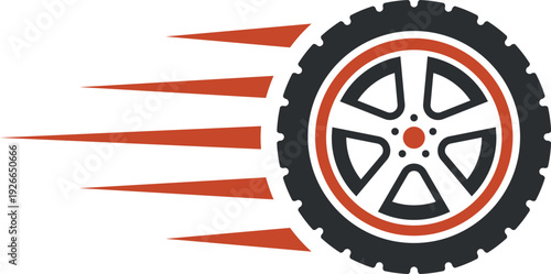 Fast car wheel logo. Speed motion icon