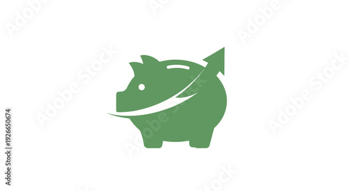 Green Piggy Bank Icon Simple Design.