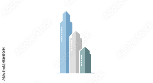 City skyscrapers in blue grey.