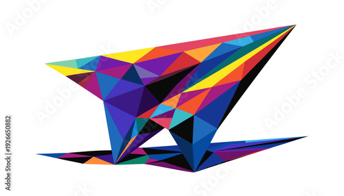 An isometric vector illustration of a colorful abstract geometric shape