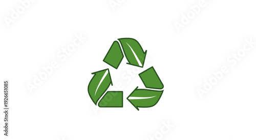 Green Recycling Symbol with Leaves.
