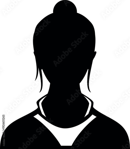 Business worker avatar. Female head black silhouette