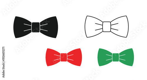 Four colorful bow ties presented in a simple contrasting silhouette
