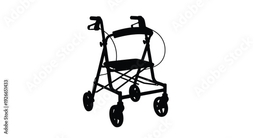 Black silhouette of a wheeled walker for mobility assistance silhouette