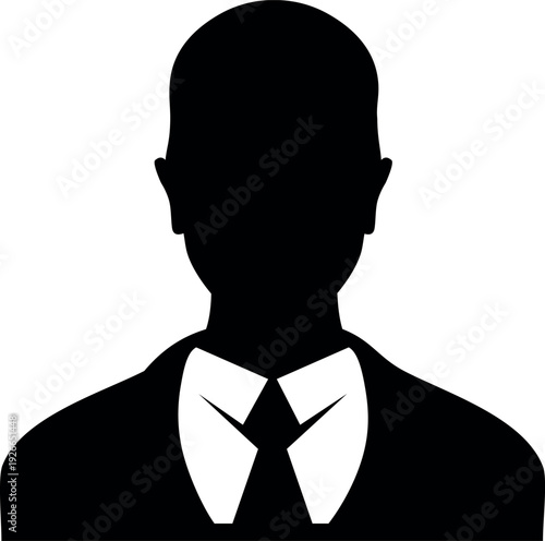 Business profile avatar. Black male head silhouette