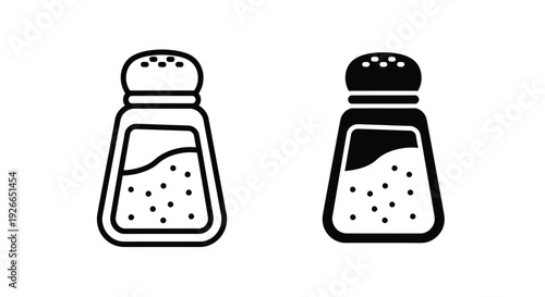 Simple black and white illustration of salt and pepper shakers silhouette
