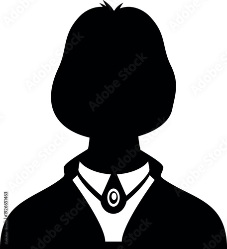 Woman head black icon. Anonymous female profile