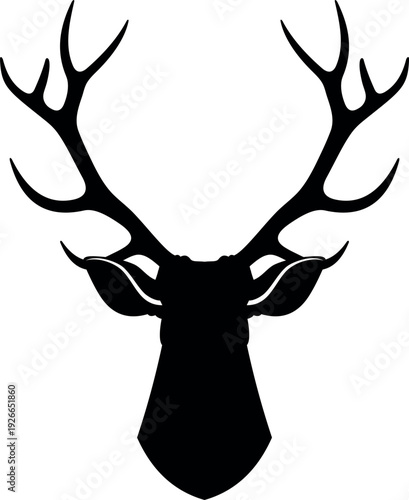 Reindeer horns logo. Woodland hunt club icon