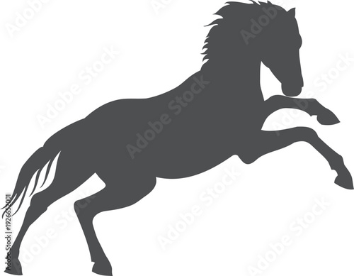 Running mustang black silhouette. Horse race icon