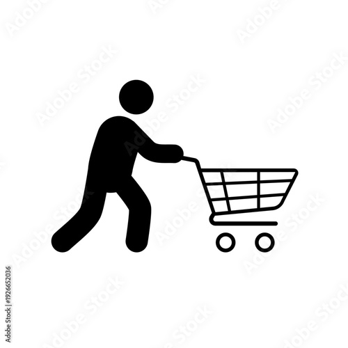 Online buyer icon black color, consumer icon, shopping user for service store, customer, app, ui