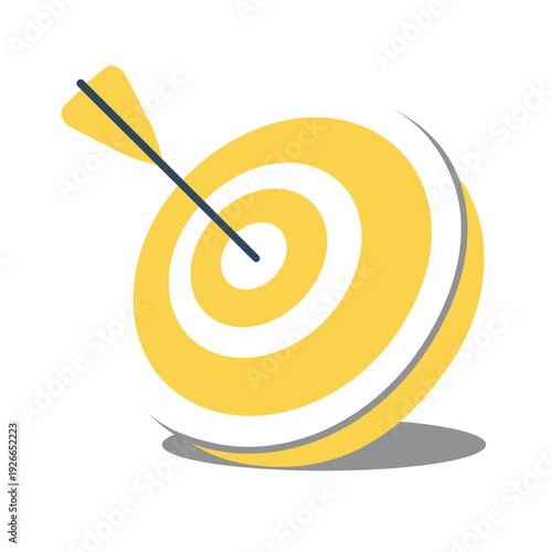 Target with arrow 3d isometric for successful business strategy, goal achievement, hitting aim, bullseye symbol and accuracy, find problem solution, objective and focus concept