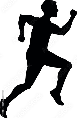 Marathon runner black figure. Active sport man