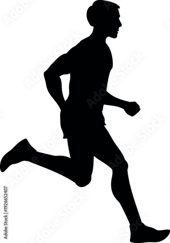 Sprint runner black icon. Jogging man silhouette