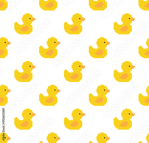 pixel art rubber duck seamless pattern 8 bit vector texture