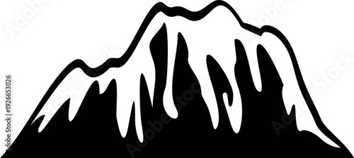 High hill black icon. Rock formation. Stone mountain