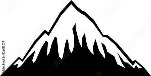 Mountain black icon. Outdoor hiking club sign