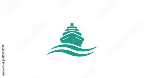 Large Cruise Ship Sailing Ocean Waves.