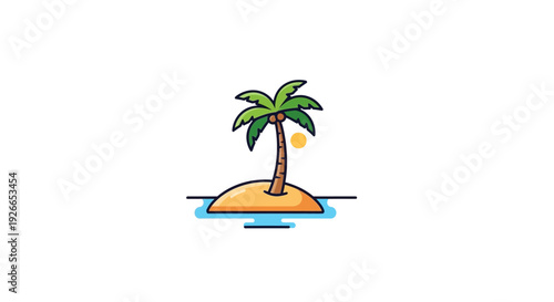 Palm Tree on Small Island Illustration.