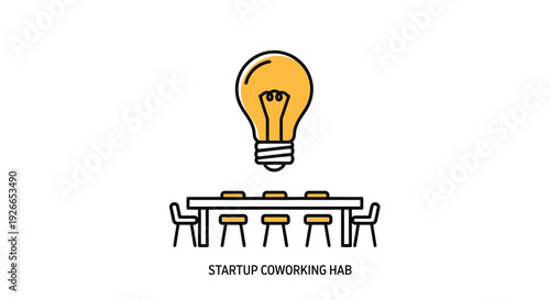 Light Bulb Over Meeting Table Icon.