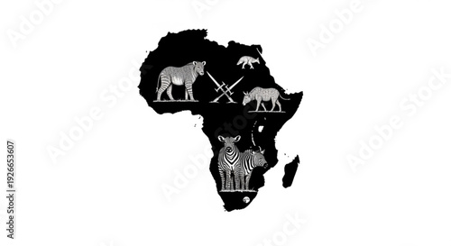 African continent map with wildlife animals illustration safari concept