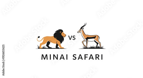 Lion versus antelope in minai safari wildlife illustration