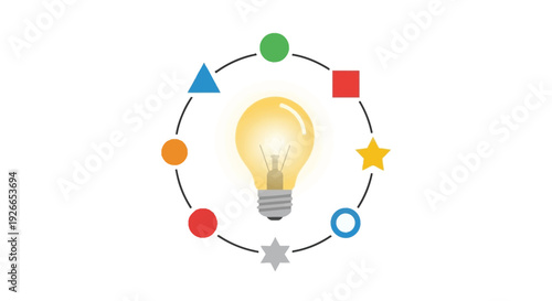 Light Bulb with Colorful Symbols.