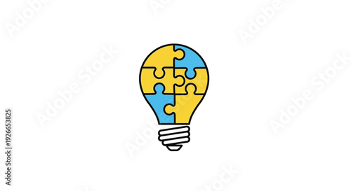 Light Bulb with Puzzle Pieces Inside.