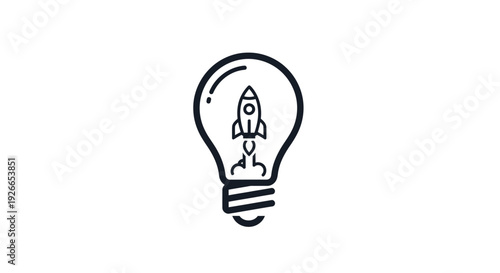 Light Bulb With Rocket Inside.