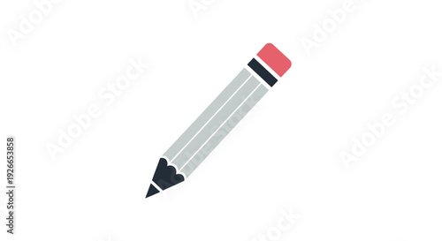 Pencil with Eraser on White Background.