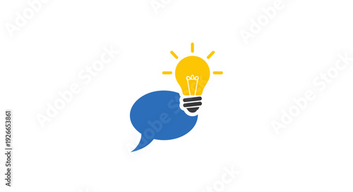 Light Bulb with Speech Bubble Icon.