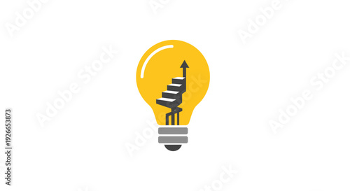 Light Bulb with Staircase and Arrow.