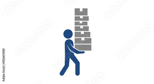 Person Carrying Heavy Stack Boxes.