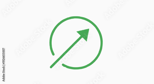 Green arrow pointing upwards inside a circle, symbolizing growth, progress, and positive upward trends in a clean, modern design