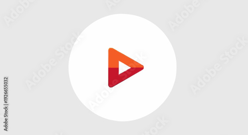 A simple and clean white circular video play button icon with a red and orange triangle shape symbolizing media and content playback