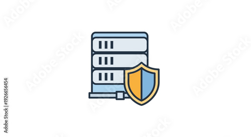 Server with shield protection icon.