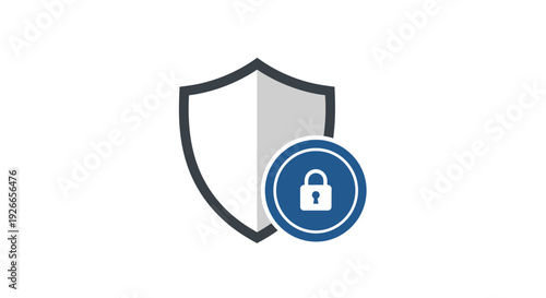 Shield and padlock security symbol.