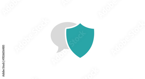 Shield and speech bubble icon.